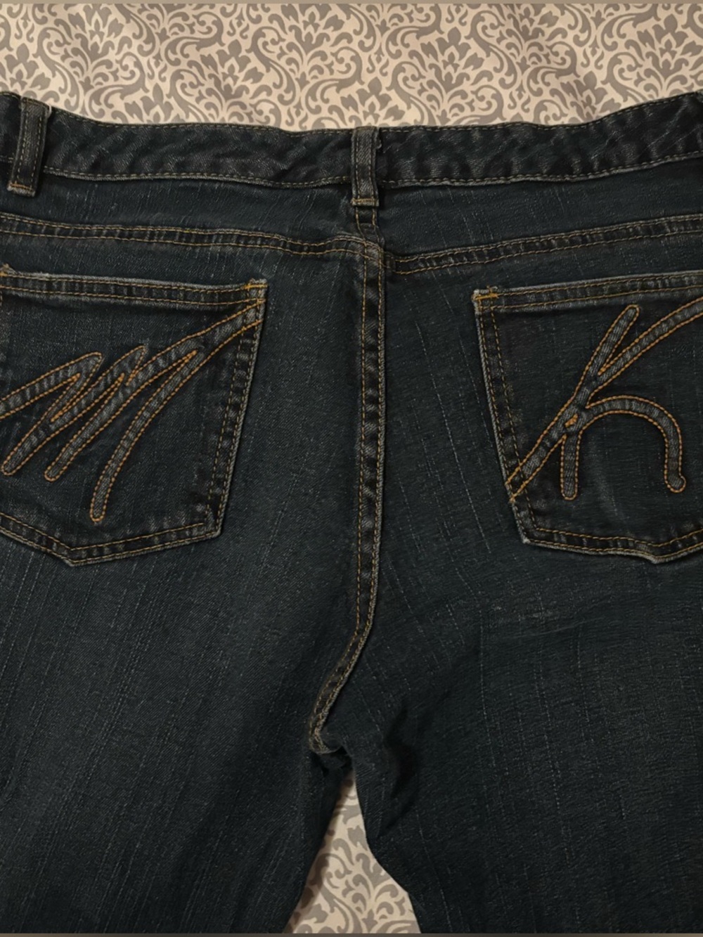 Michael Kors Dark Indigo Denim Jeans with Gold Stitching
